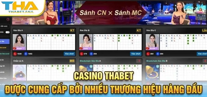 Casino Thabet được cung cấp bởi các thương hiệu quốc tế hàng đầu